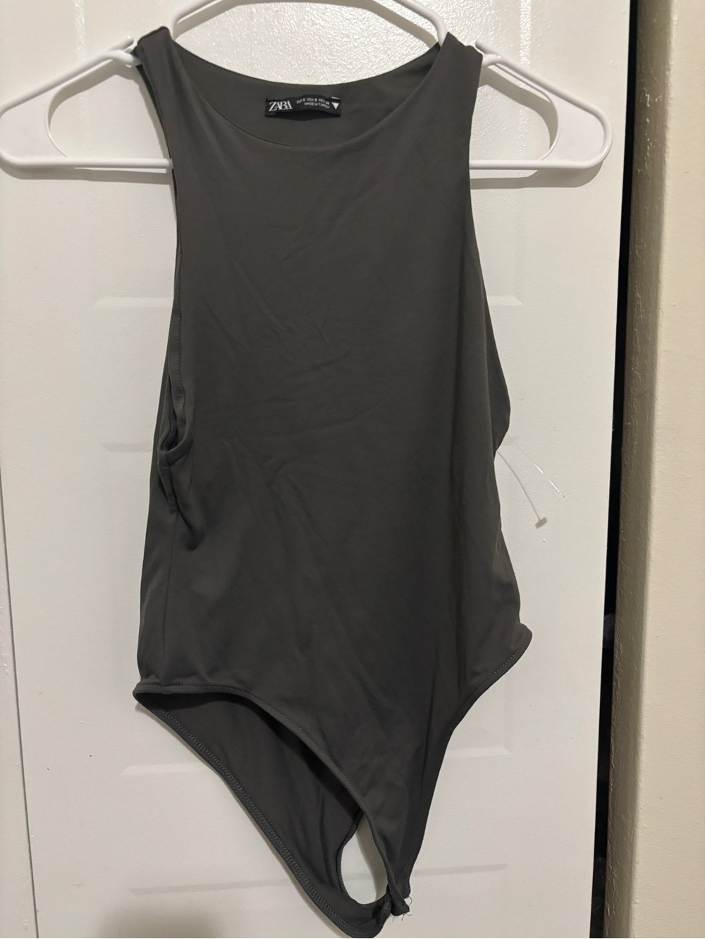 Zara Dark Gray Sleeveless High-Neck Bodysuit